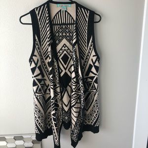 Black and cream Aztec sweater vest